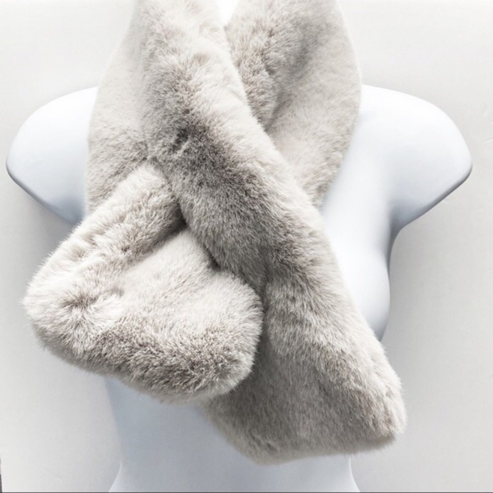 A New Day One Size Grey Fur Pull Through Scarf